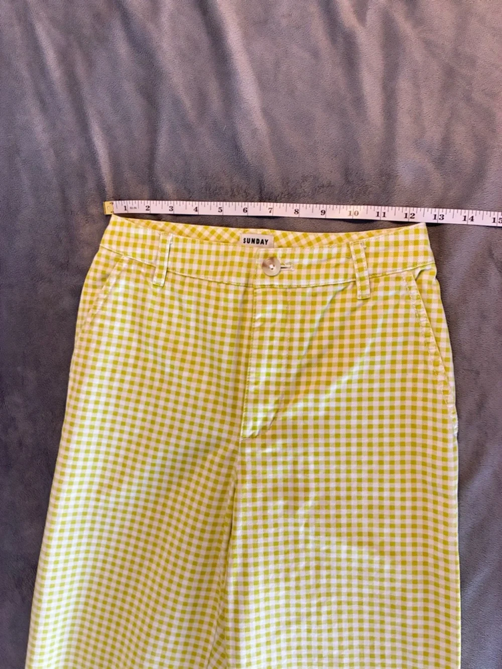 Sunday Best Yellow Gingham Wide-Leg Pants Spring Classic - Picture 8 of 11